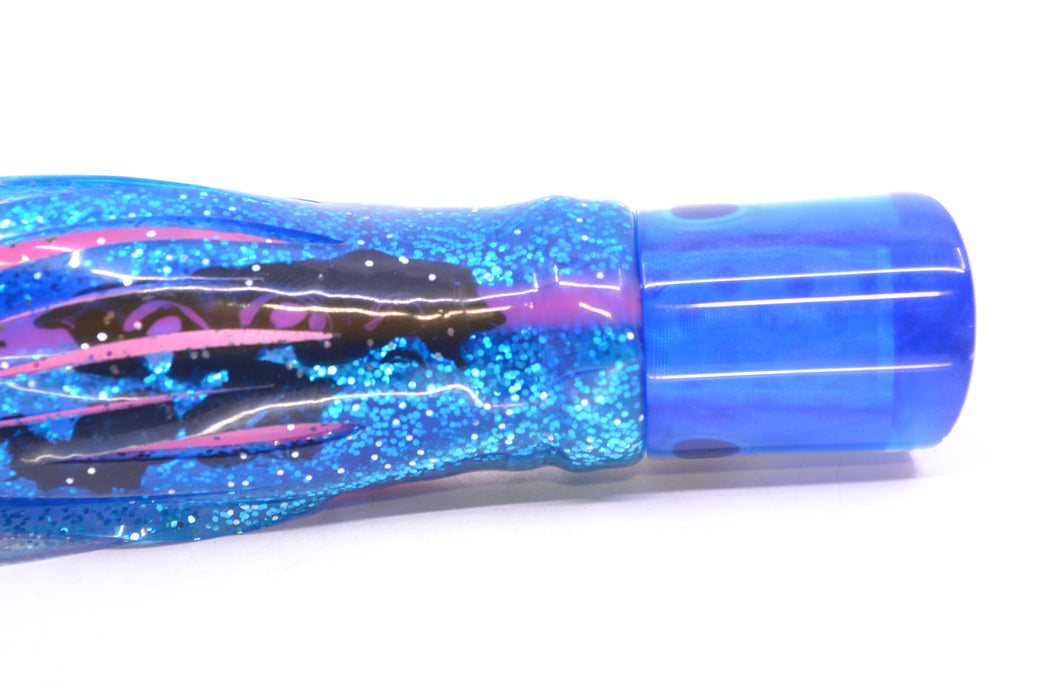 Coggin Lures White MOP Blue Back Peanut Pusher 5.5" 2oz Skirted Blue & Black-Silver