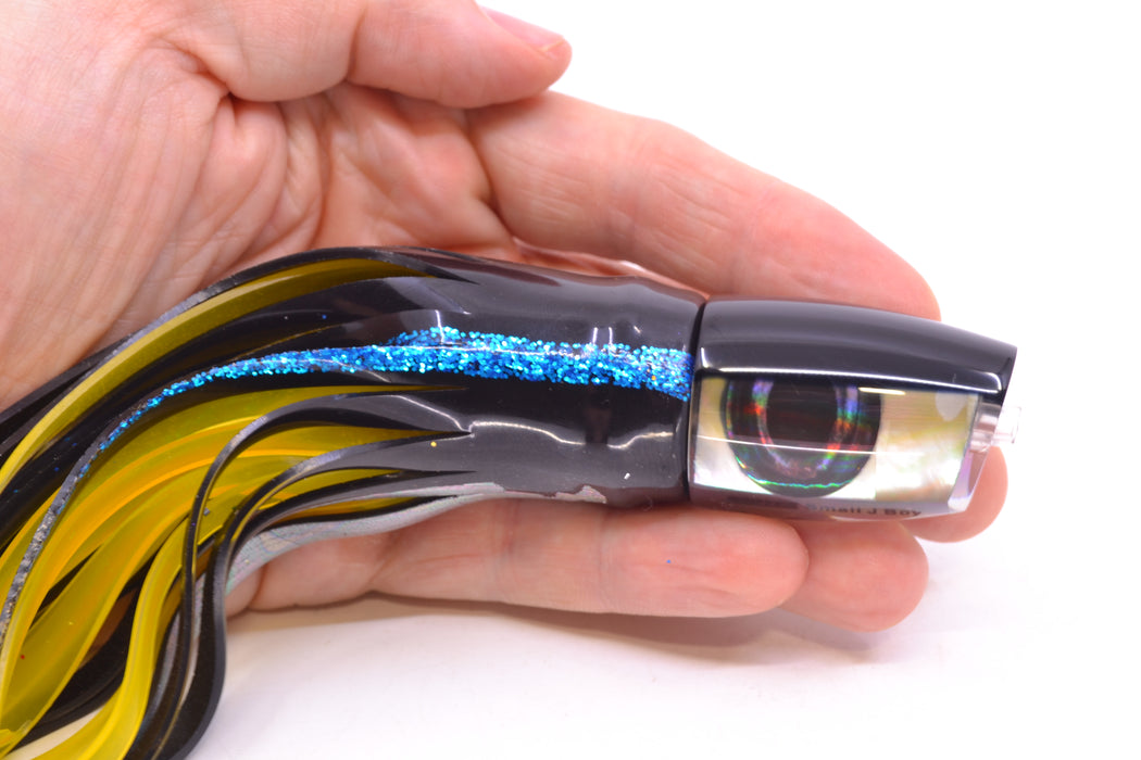Moyes Lures Golden MOP Black Back Small J-Boy 9" 3.5oz Skirted "Yellowfin"