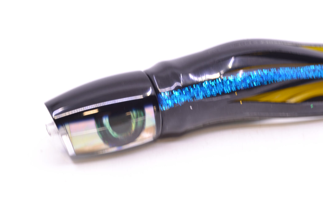 Moyes Lures Golden MOP Black Back Small J-Boy 9" 3.5oz Skirted "Yellowfin"