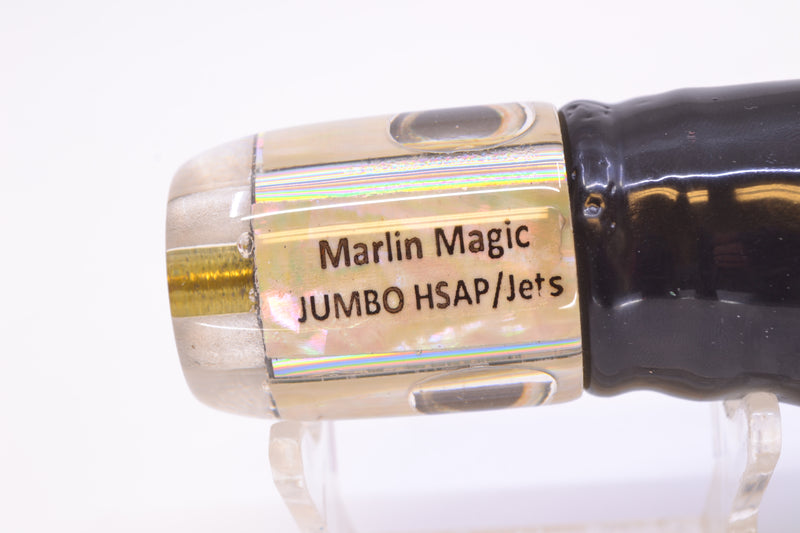 Marlin Magic White Awabi 4-Hole Jumbo HSAP Jet 9" 7oz Skirted White Aurora