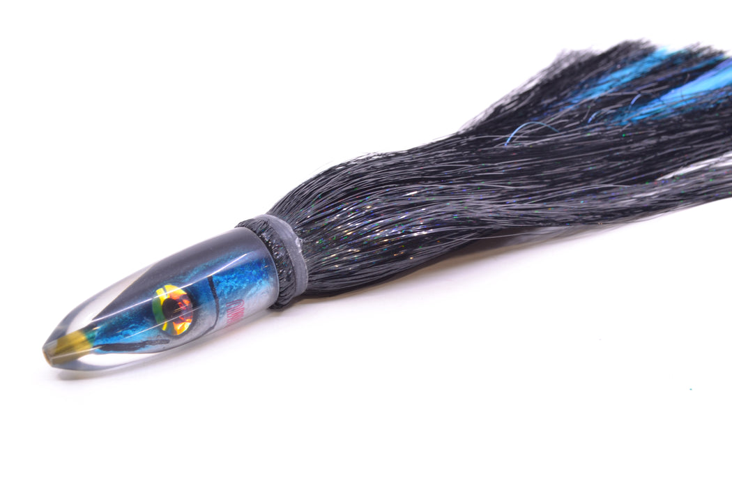 Tsutomu Lures Black-Blue-Silver Fish Head Poke Bullet 6" 2.8oz Strobez Black/Ice Blue GZE