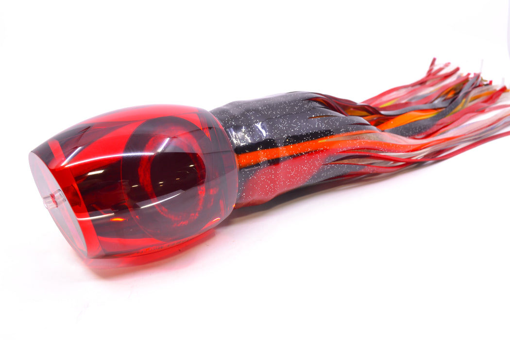Moyes Lures Red Mirrored Taxi Eyes Monsta Teaser 24oz Skirted Black-Red