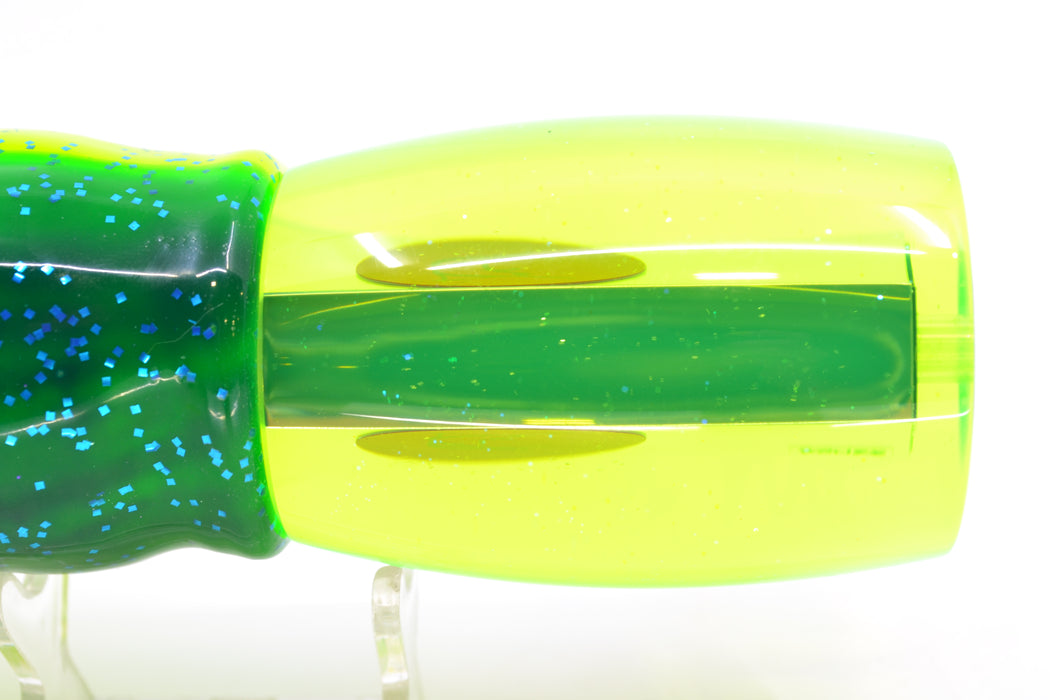 Bonze Lures Fluorescent Green Mirror Red Eyes Mongrel Dog 14" 14oz Skirted Mahi