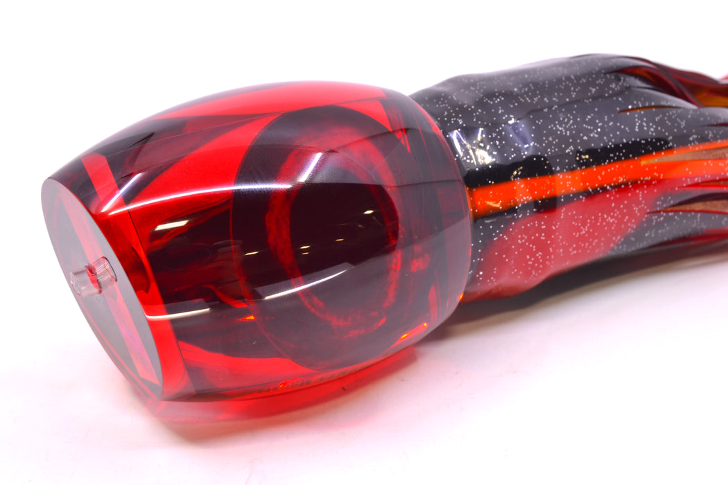 Moyes Lures Red Mirrored Taxi Eyes Monsta Teaser 24oz Skirted Black-Red