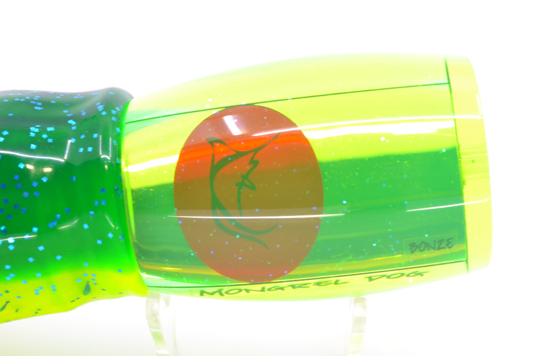 Bonze Lures Fluorescent Green Mirror Red Eyes Mongrel Dog 14" 14oz Skirted Mahi