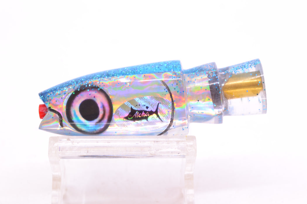 Aloha Lures Silver Rainbow Ice Blue Glitter Back Small Super Ninja 7" 2.7oz