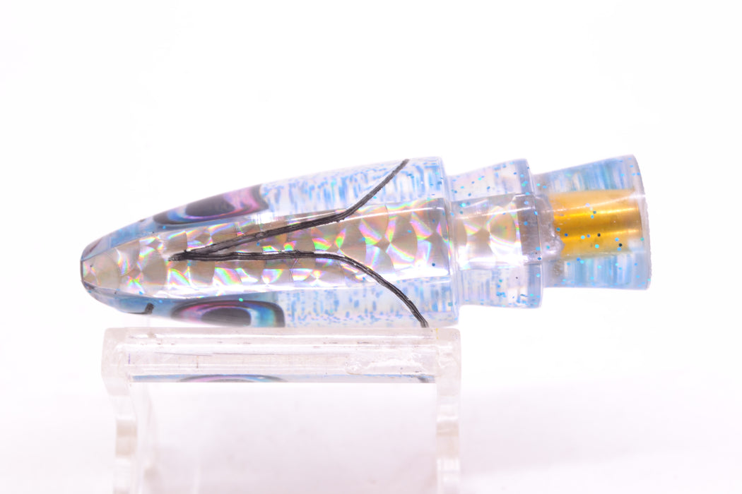 Aloha Lures Silver Rainbow Ice Blue Glitter Back Small Super Ninja 7" 2.7oz