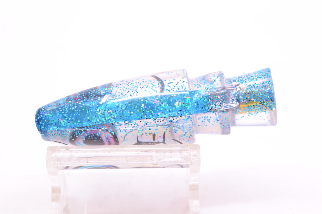 Aloha Lures Silver Rainbow Ice Blue Glitter Back Small Super Ninja 7" 2.7oz