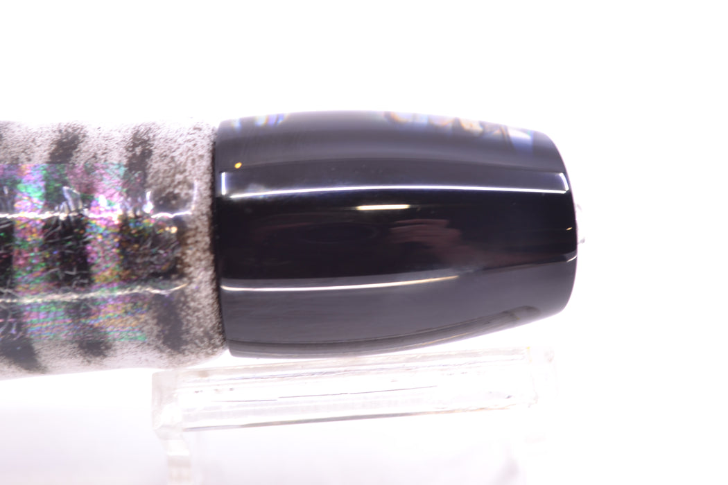 Moyes Lures S&P MOP Black Back Small J-Boy 9" 3.5oz Skirted Black-White