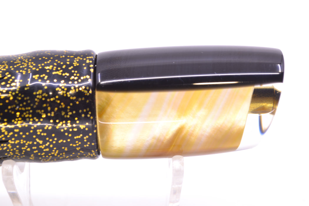 Crampton Baits Real Golden MOP Black Back No Eyes Mini HoG 9" 4oz Skirted Black