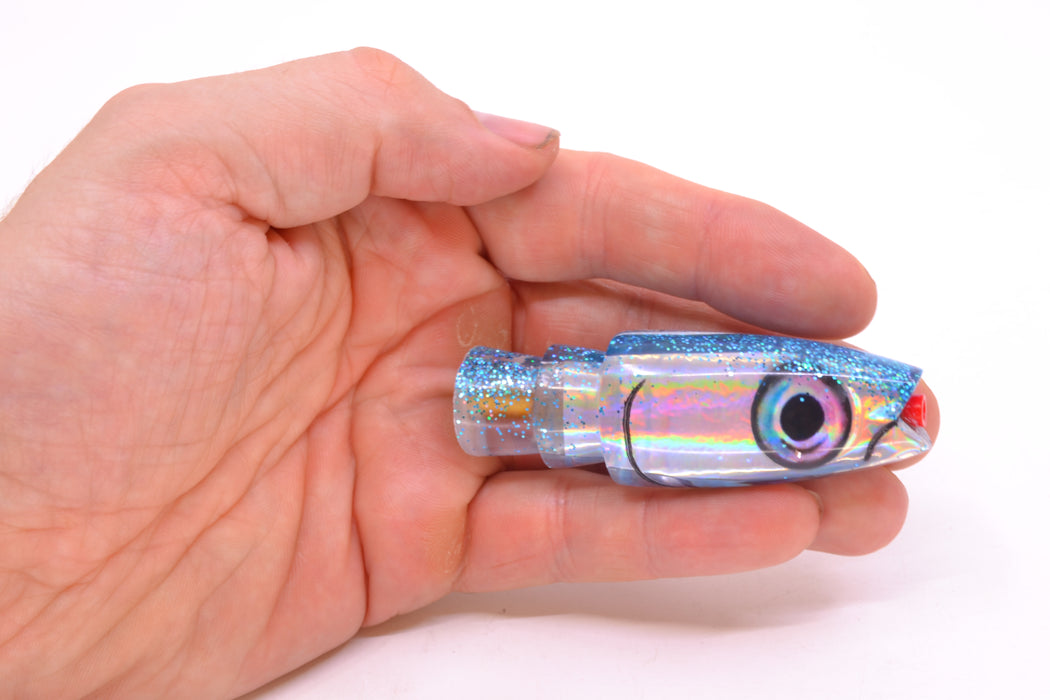 Aloha Lures Silver Rainbow Ice Blue Glitter Back Small Super Ninja 7" 2.7oz