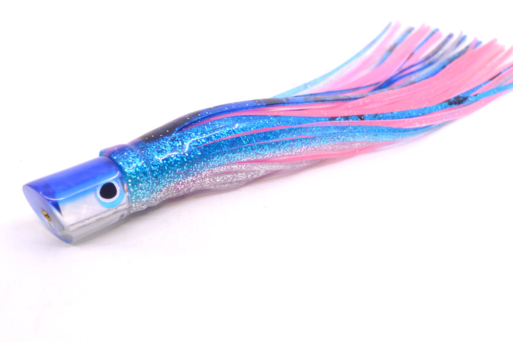 Coggin Lures White MOP Blue Back Peanut Pusher 5.5" 2oz Skirted Blue & Black-Silver