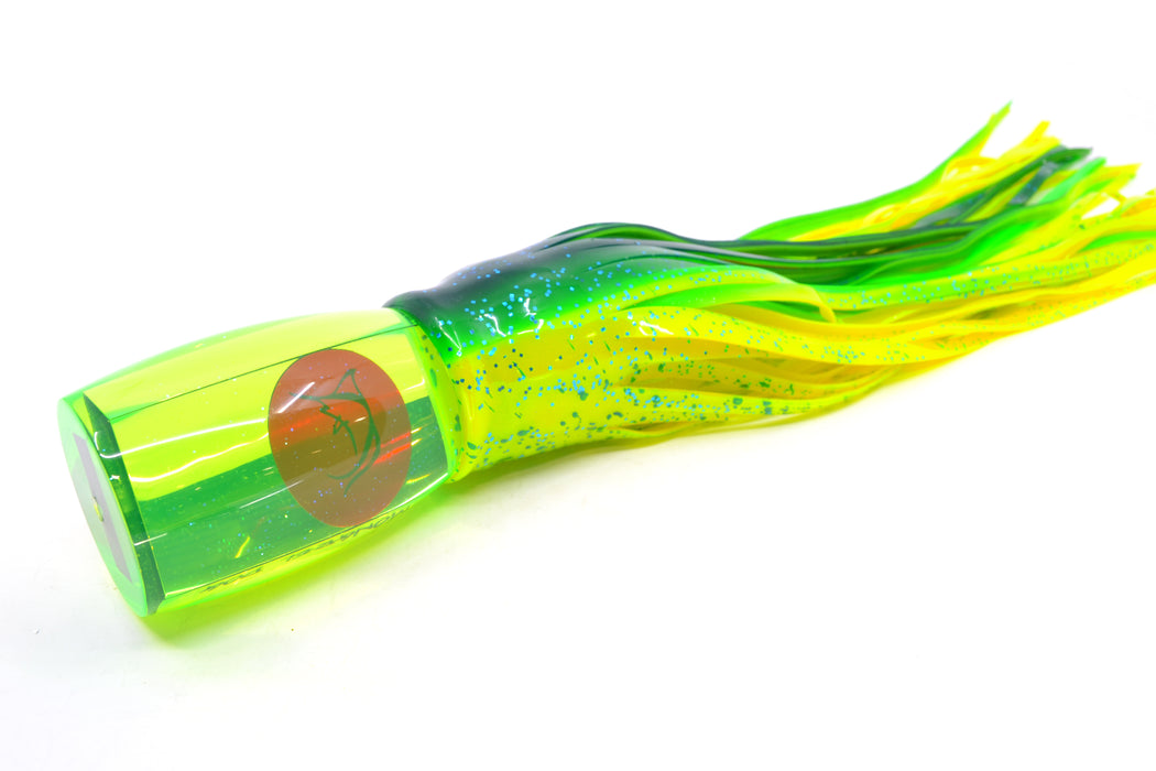 Bonze Lures Fluorescent Green Mirror Red Eyes Mongrel Dog 14" 14oz Skirted Mahi