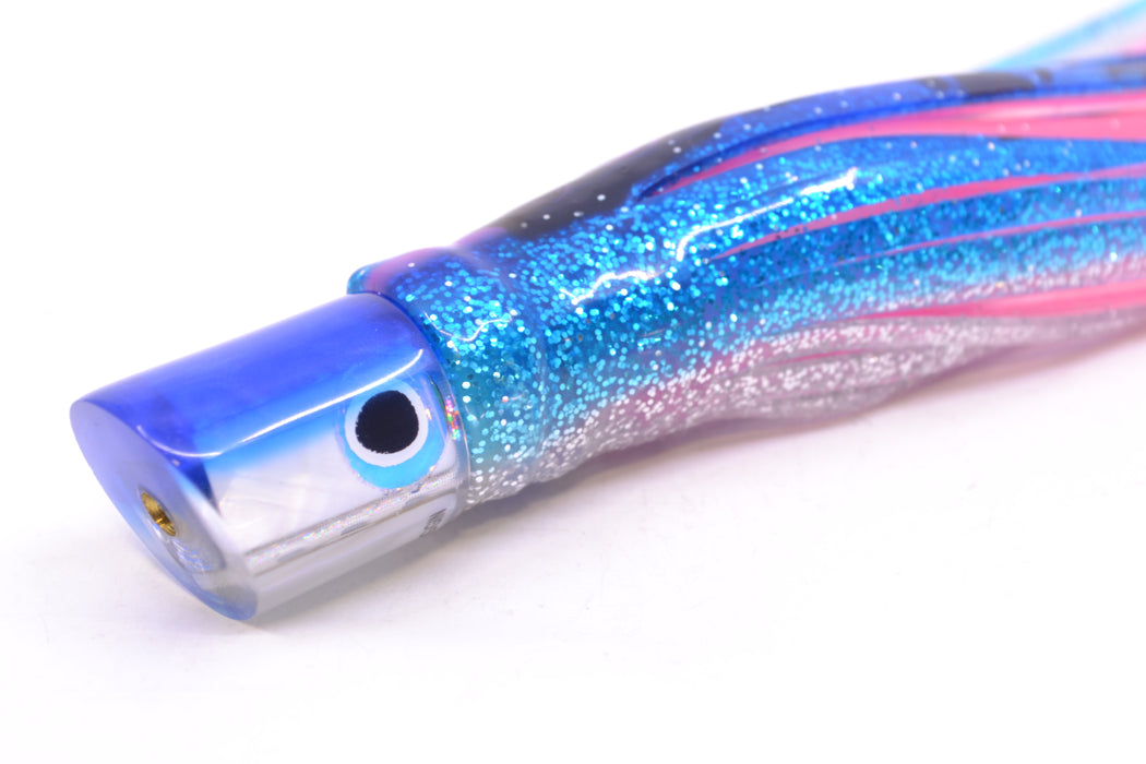 Coggin Lures White MOP Blue Back Peanut Pusher 5.5" 2oz Skirted Blue & Black-Silver