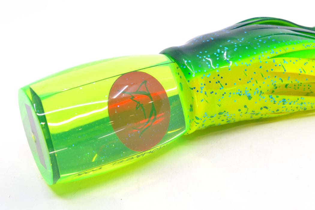 Bonze Lures Fluorescent Green Mirror Red Eyes Mongrel Dog 14" 14oz Skirted Mahi