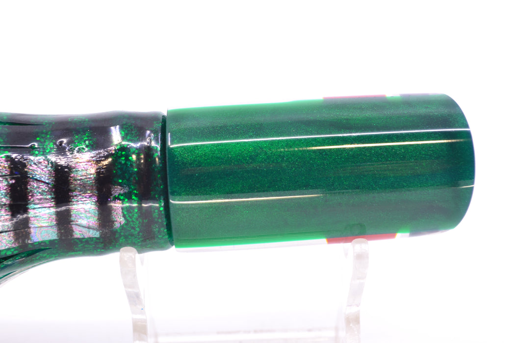 Koya Lures Clear Mirrored Green Back Red Eyes Tube 9" 4.5oz Skirted Green Aurora GZE
