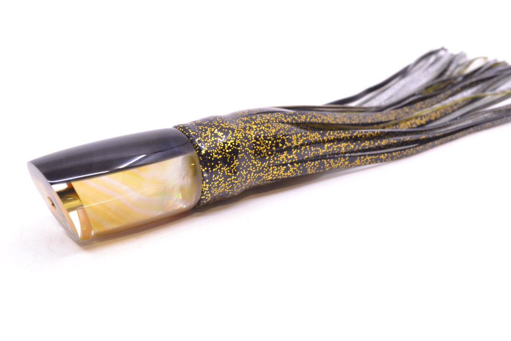 Crampton Baits Real Golden MOP Black Back No Eyes Mini HoG 9" 4oz Skirted Black