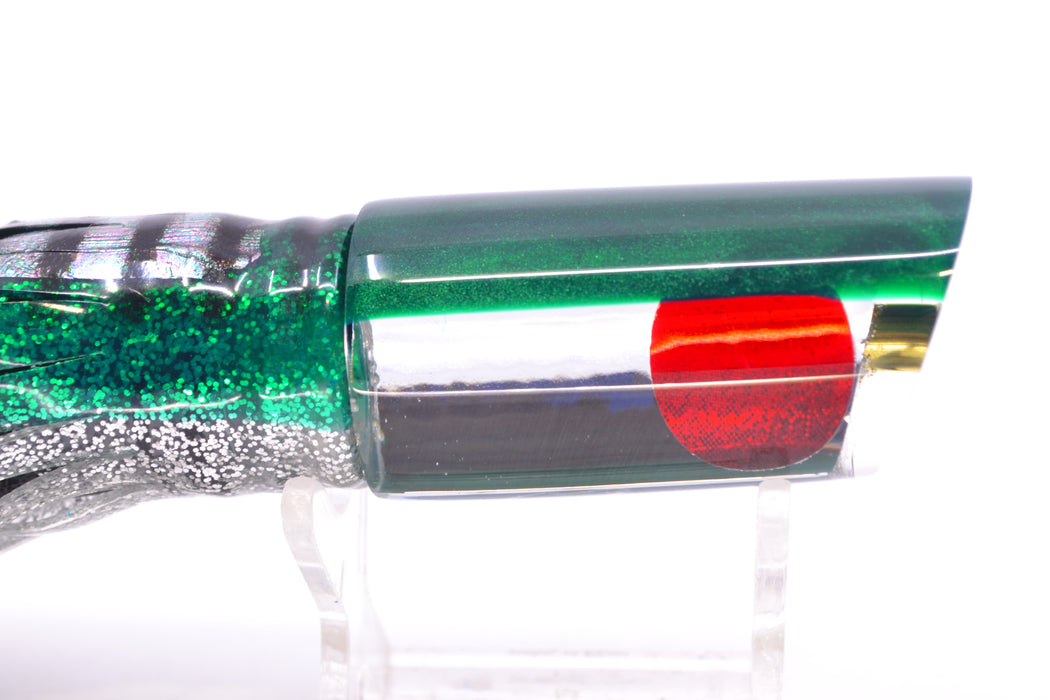 Koya Lures Clear Mirrored Green Back Red Eyes Tube 9" 4.5oz Skirted Green Aurora GZE