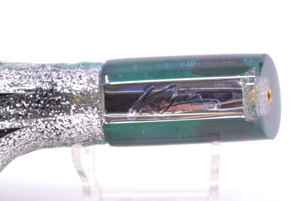 Koya Lures Clear Mirrored Green Back Red Eyes Tube 9" 4.5oz Skirted Green Aurora GZE