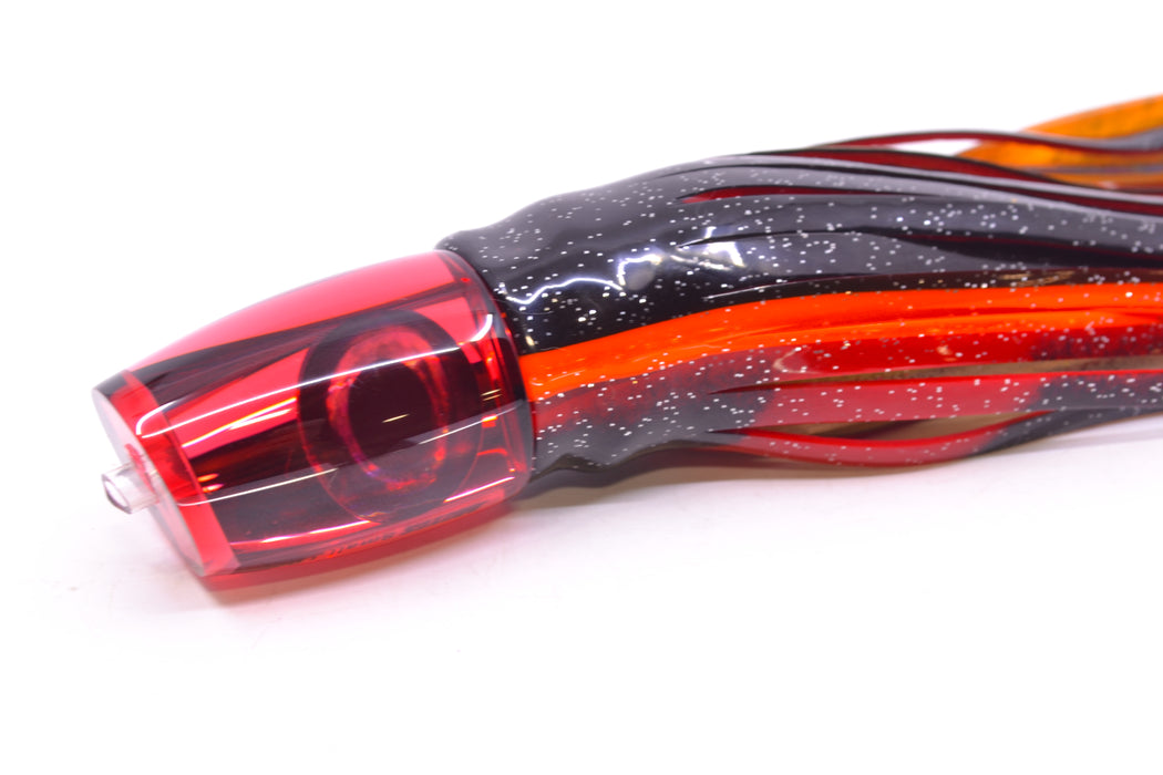 Moyes Lures Red Mirror Small J-Boy 9" 3.5oz Skirted Black-Red-Orange