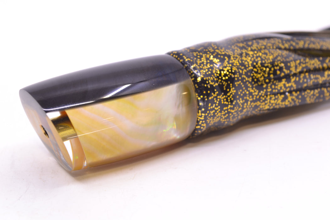 Crampton Baits Real Golden MOP Black Back No Eyes Mini HoG 9" 4oz Skirted Black