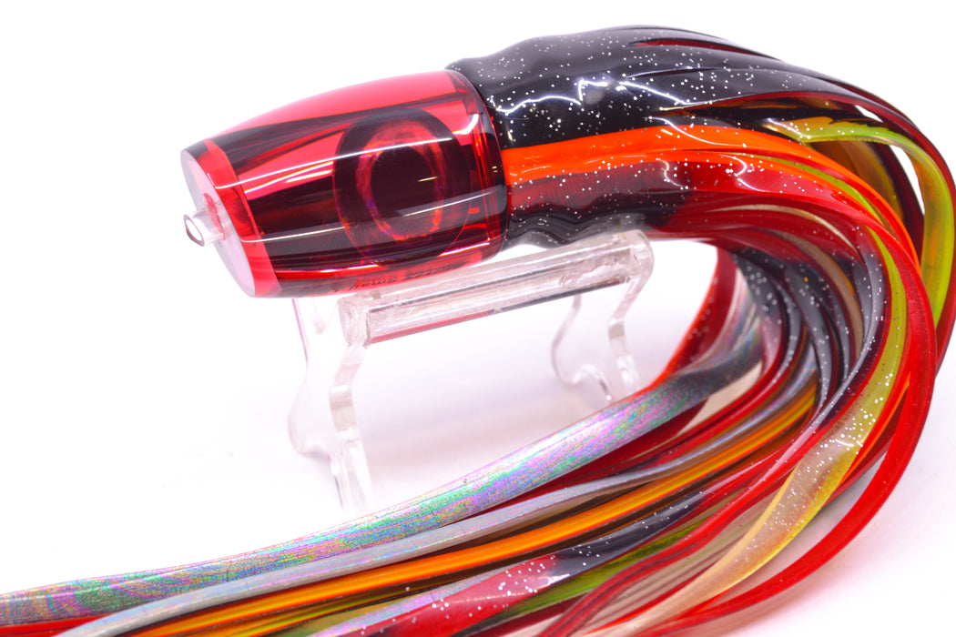 Moyes Lures Red Mirror Small J-Boy 9" 3.5oz Skirted Black-Red-Orange