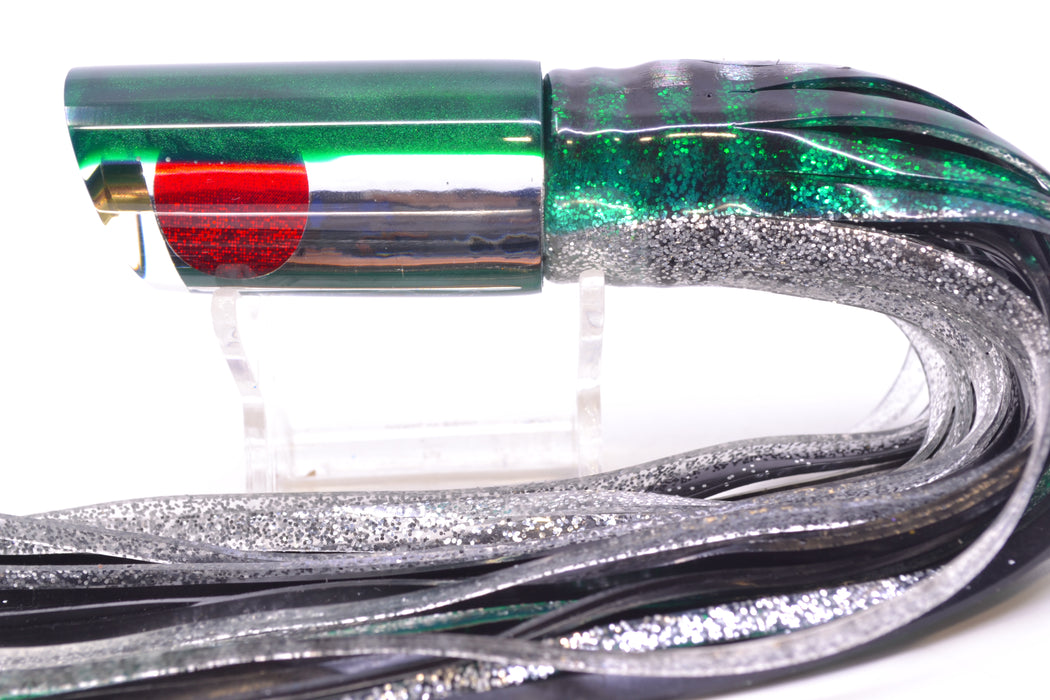 Koya Lures Clear Mirrored Green Back Red Eyes Tube 9" 4.5oz Skirted Green Aurora GZE