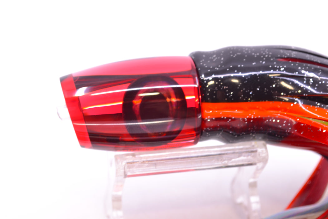 Moyes Lures Red Mirror Small J-Boy 9" 3.5oz Skirted Black-Red-Orange