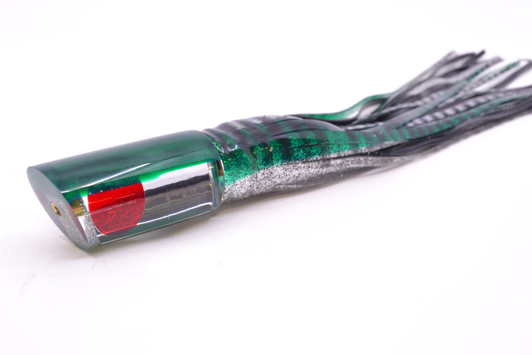 Koya Lures Clear Mirrored Green Back Red Eyes Tube 9" 4.5oz Skirted Green Aurora GZE