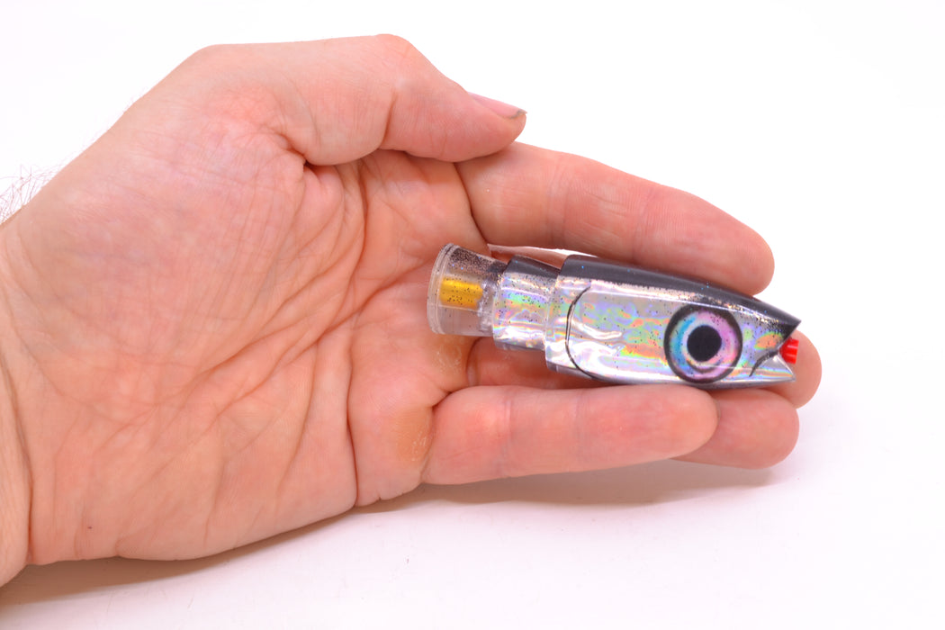 Aloha Lures Silver Rainbow Black Glitter Back Small Super Ninja 7" 2.7oz