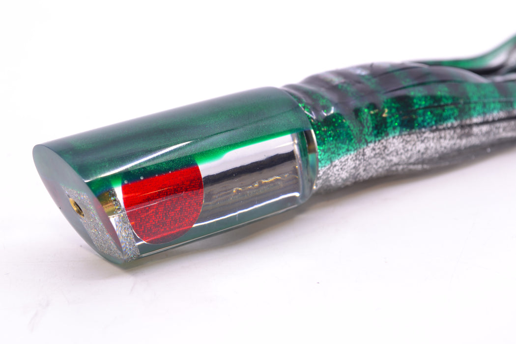 Koya Lures Clear Mirrored Green Back Red Eyes Tube 9" 4.5oz Skirted Green Aurora GZE