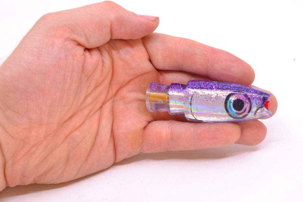 Aloha Lures Silver Rainbow Purple Glitter Back Small Super Ninja 7" 2.7oz