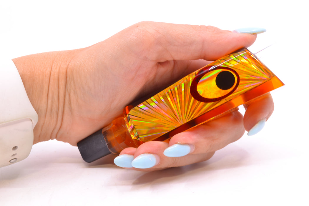 Marlinstar Orange Rainbow Starburst Black-Silver-Red Eyes Medium Tomahawk G4 9"+ 3.4oz GZE