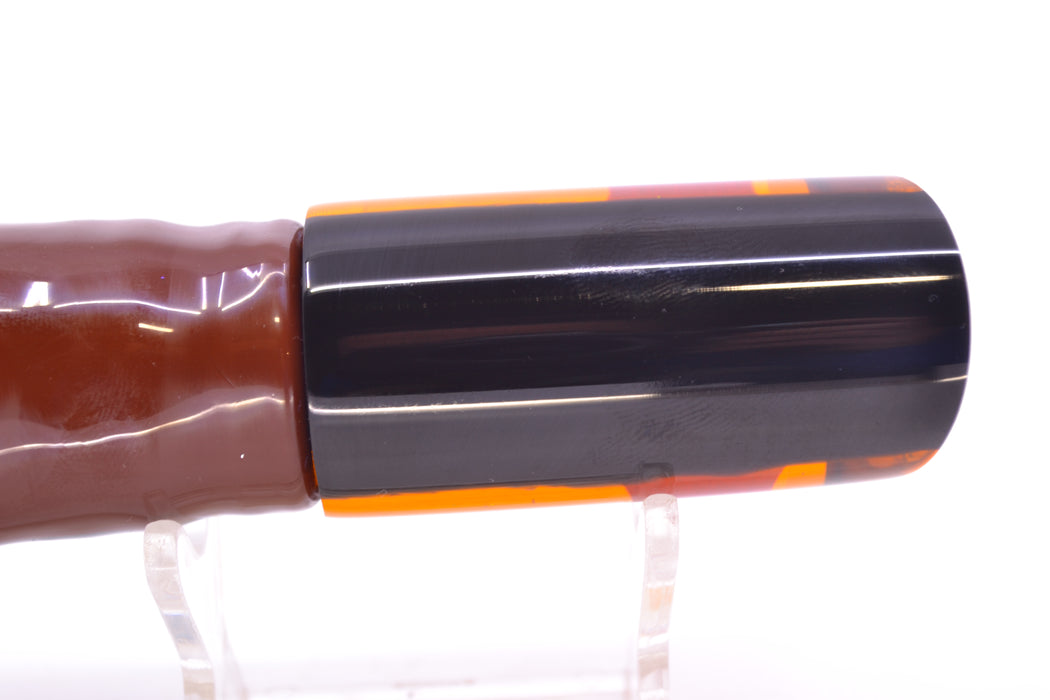 Koya Lures Amber Rainbow Black Back Red Eyes Tube 9" 4.5oz Skirted Root Beer-Silver