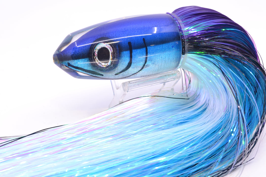 Tsutomu Lures "Hardline Aku" Fish Head Benchmark Bullet 12" 8oz EZ Flash Purple-Black-White