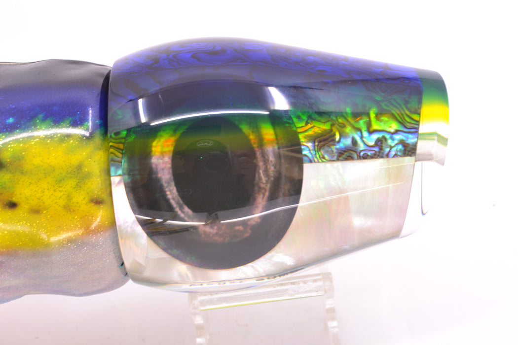 Moyes Lures Yellowfin Paua-MOP Blue-Yellow Back Sumo Teaser 26.3oz FT Vinyl *DEFECT* GZE