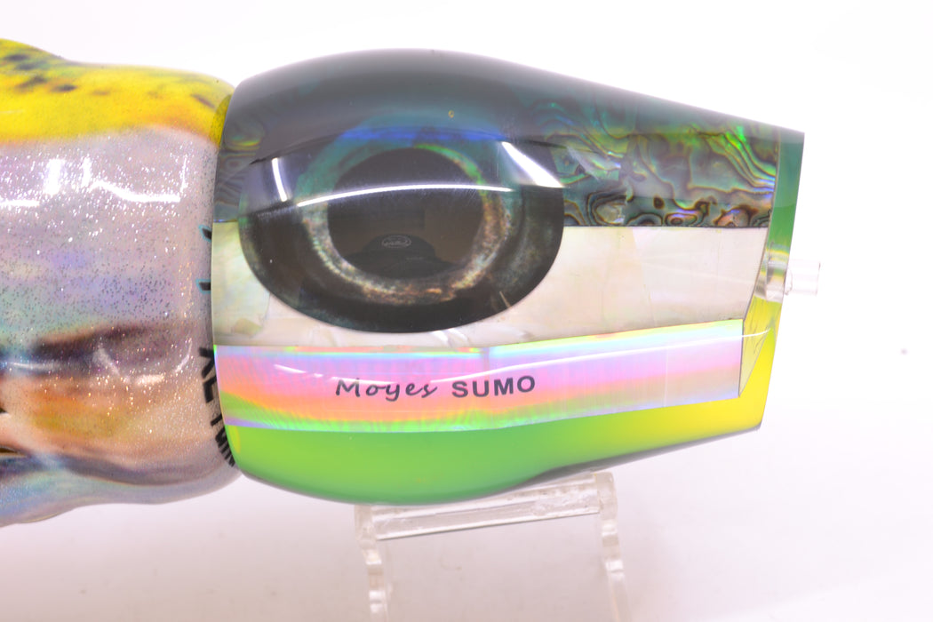 Moyes Lures Yellowfin Paua-MOP Blue-Yellow Back Sumo Teaser 26.3oz FT Vinyl *DEFECT* GZE