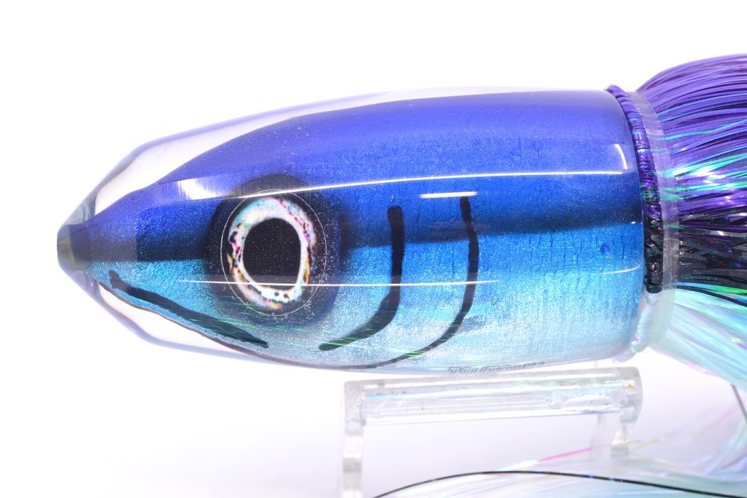 Tsutomu Lures "Hardline Aku" Fish Head Benchmark Bullet 12" 8oz EZ Flash Purple-Black-White