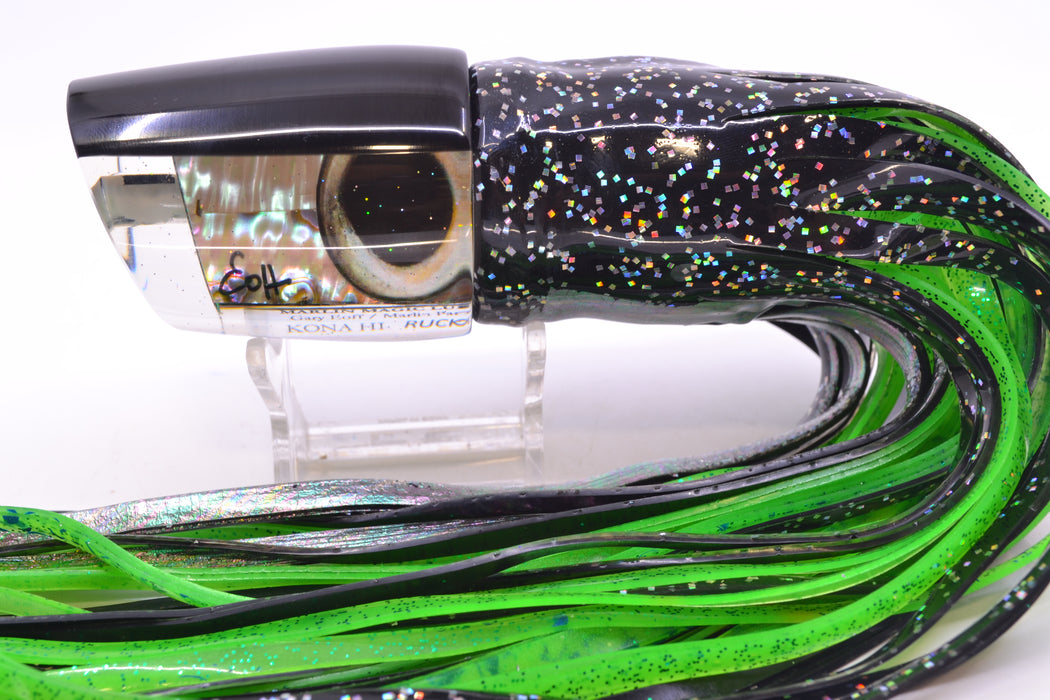 Marlin Magic White Abalone Black Back Taxi Eyes Ruckus 12" 11oz Skirted Black/Green GZE