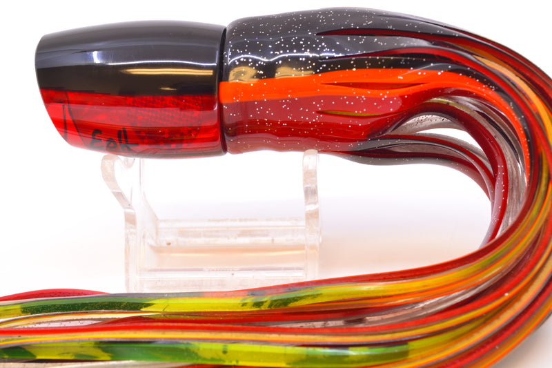 Marlin Magic Red Awabi Black Back Red Eyes Small Ruckus 9" 5oz Skirted Black-Orange-Red