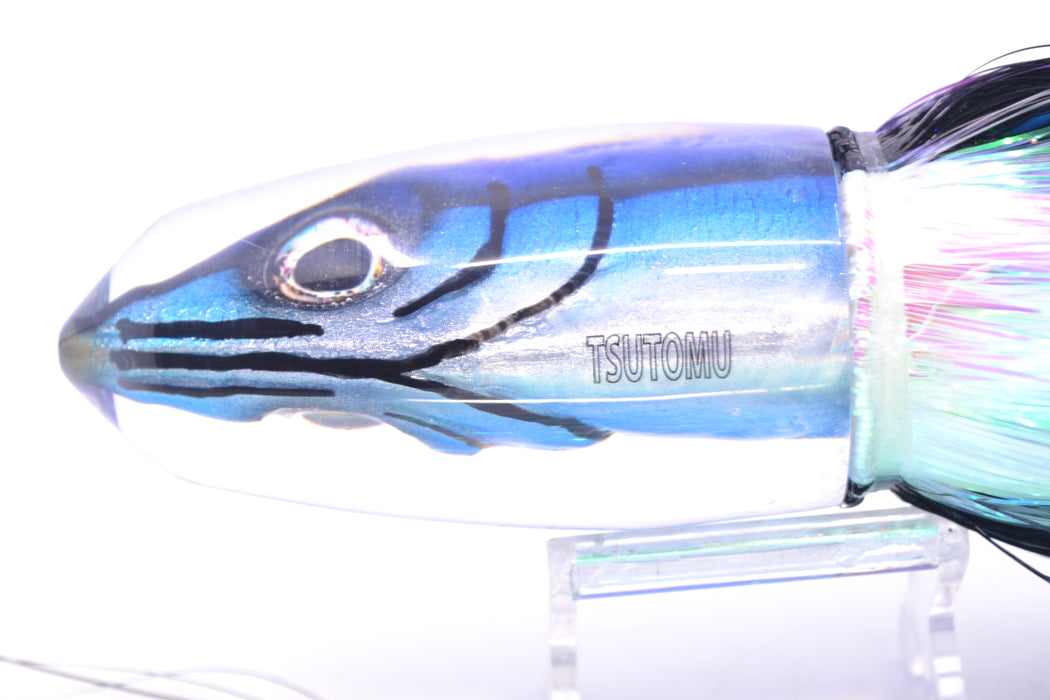 Tsutomu Lures "Hardline Aku" Fish Head Benchmark Bullet 12" 8oz EZ Flash Purple-Black-White