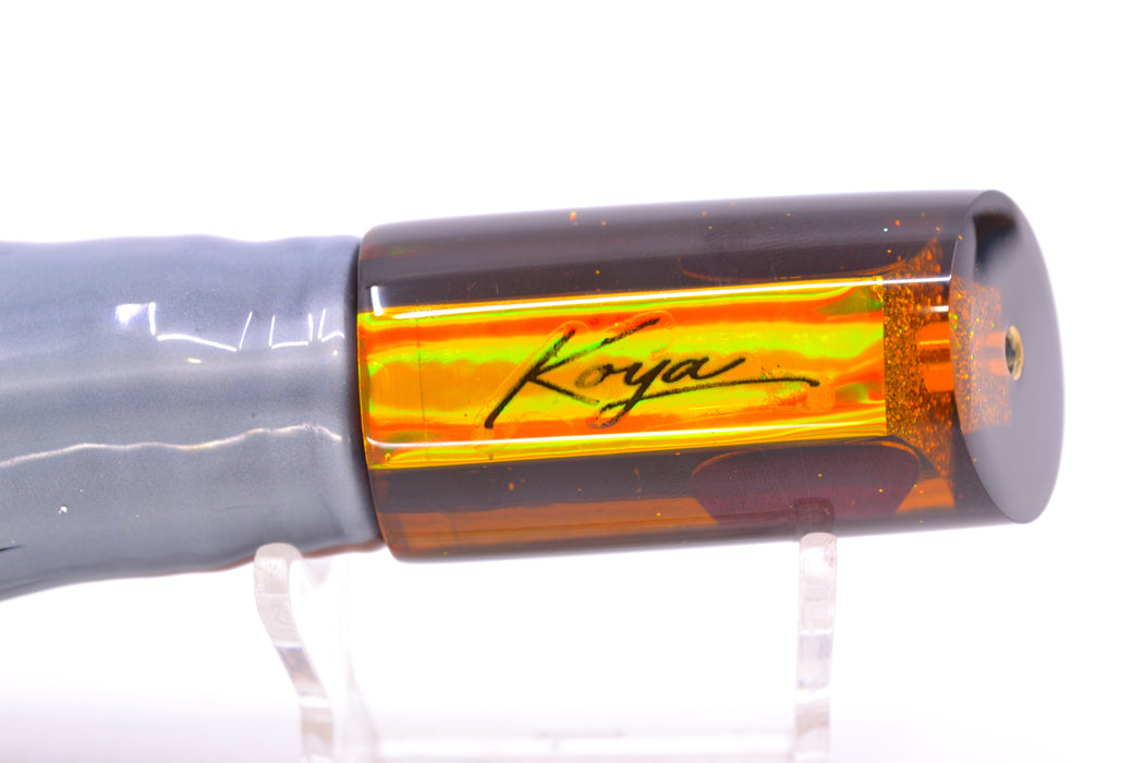 Koya Lures Amber Rainbow Black Back Red Eyes Tube 9" 4.5oz Skirted Root Beer-Silver