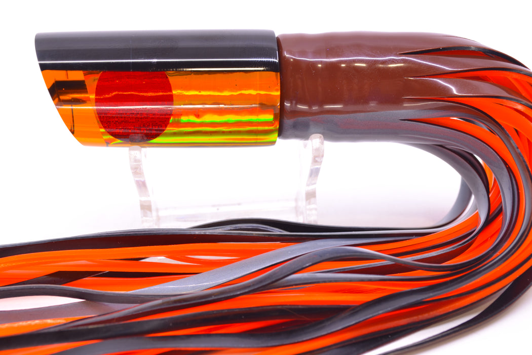 Koya Lures Amber Rainbow Black Back Red Eyes Tube 9" 4.5oz Skirted Root Beer-Silver