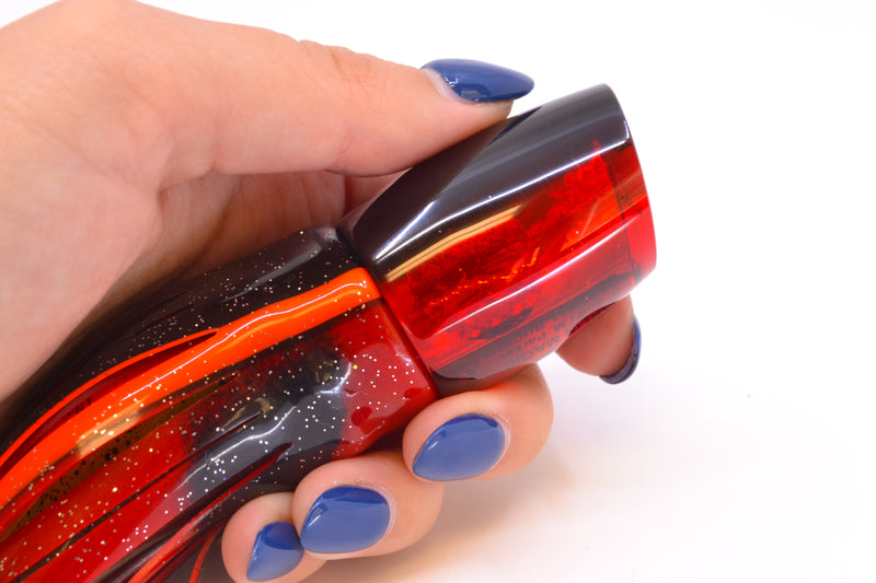 Marlin Magic Red Awabi Black Back Red Eyes Small Ruckus 9" 5oz Skirted Black-Orange-Red