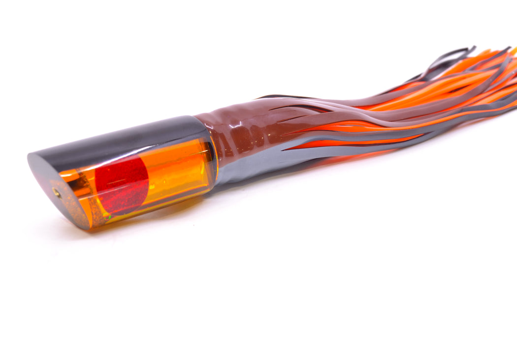 Koya Lures Amber Rainbow Black Back Red Eyes Tube 9" 4.5oz Skirted Root Beer-Silver