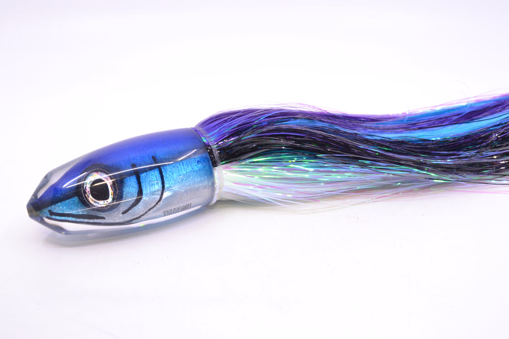 Tsutomu Lures "Hardline Aku" Fish Head Benchmark Bullet 12" 8oz EZ Flash Purple-Black-White