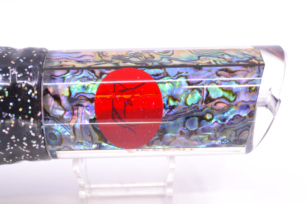 Bonze Lures Paua Shell Red Eyes Fireball 16" 19.5oz Skirted Black Aurora