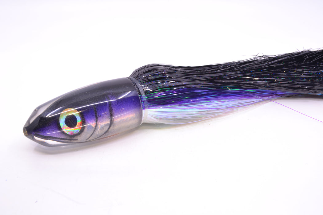 Tsutomu Lures Black-Purple-Silver Fish Head Benchmark Bullet 12" 8oz EZ Flash