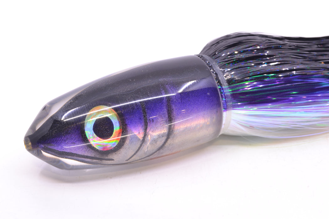 Tsutomu Lures Black-Purple-Silver Fish Head Benchmark Bullet 12" 8oz EZ Flash