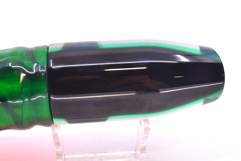 Crampton Baits Real White MOP Black-Green Back Plunger 12" 8.5oz Skirted Guacamaya